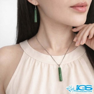 گردنبند سنگ یشم (جید) مرمر سبز بدون بند