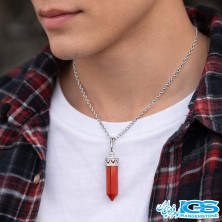 گردنبند منشور سنگ جاسپر قرمز بدون زنجیر