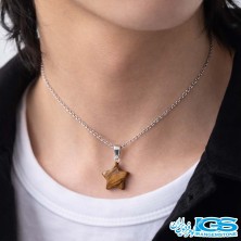 گردنبند سنگ چشم ببر طرح ستاره (با زنجیر استیل)