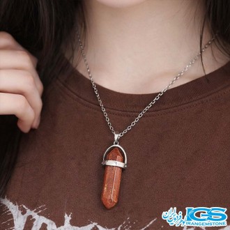 گردنبند منشور سنگ دلربا (با زنجیر استیل)