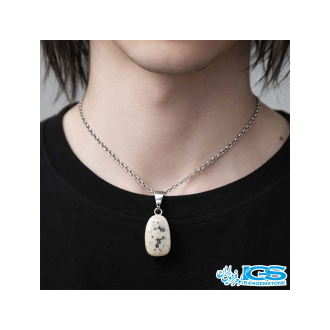 گردنبند لابرادوریت راف با زنجیر استیل