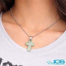 گردنبند آونتورین سبز اصل طرح صلیب | سنگ شانس و انرژی مثبت