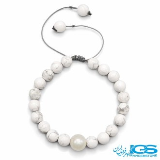 دستبند سنگ هولیت طرح مروارید مکرومه بافی