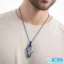 گردنبند سنگ راف سلنیت مکرومه بافی