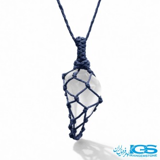 گردنبند سنگ راف سلنیت مکرومه بافی