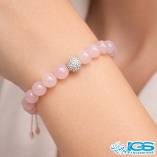 دستبند رزکوارتز طرح سواراسکی نقره ای کشی