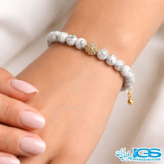 دستبند سنگ هولیت طرح سواروسکی طلایی مشکی کشی