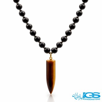 گردنبند سنگ اونیکس اصل باسنگ چشم ببر با خواص درمانی