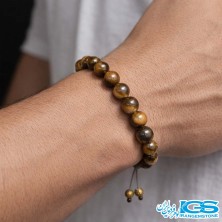 دستبند سنگ چشم ببر مکرومه بافی