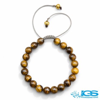 دستبند سنگ چشم ببر مکرومه بافی