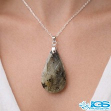 گردنبند لابرادوریت با زنجیر استیل