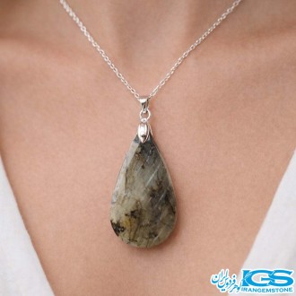 گردنبند لابرادوریت با زنجیر استیل