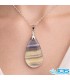 گردنبند سنگ فلوریت رنگین کمان بان زنجیر استیل