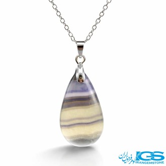 گردنبند سنگ فلوریت رنگین کمان بان زنجیر استیل