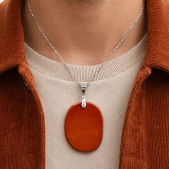 گردنبند جاسپر با زنجیر استیل