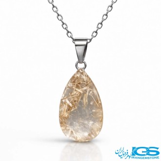 گردنبند سنگ روتایل طلایی (بدون زنجیر) | جذابیت و انرژی مثبت