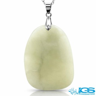 گردنبند سنگ آونتورین راف سبز با زنجیر استیل