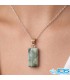 گردنبند سنگ زمرد هند با زنجیر استیل