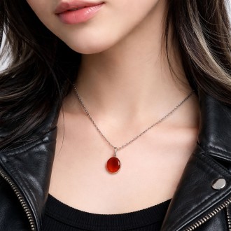 گردنبند عقیق کارنلین نارنجی اصل (بدون زنجیر) | انرژی‌بخش