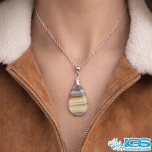 گردنبند سنگ فلوریت رنگین کمان بان زنجیر استیل