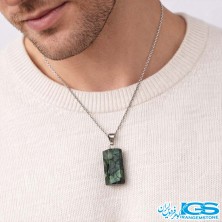 گردنبند سنگ زمرد هند با زنجیر استیل