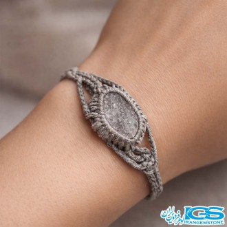 دستبند سنگ کوارتزدودی راف مکرومه بافی فری سایر