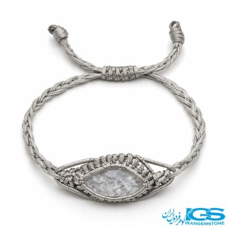 دستبند سنگ کوارتزدودی راف مکرومه بافی فری سایر