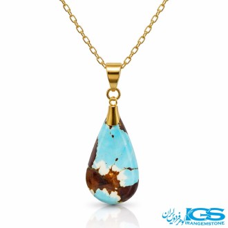 گردنبند فیروزه نیشابور اصل (با زنجیر استیل)