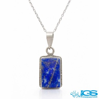 گردنبند لاجورد اصل افغان ورشو با زنجیر استیل | سنگی آرامش‌بخش