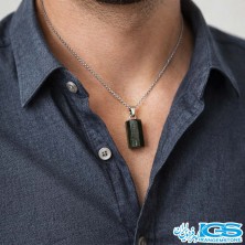 گردنبند سنگ زمرد هند با زنجیر استیل