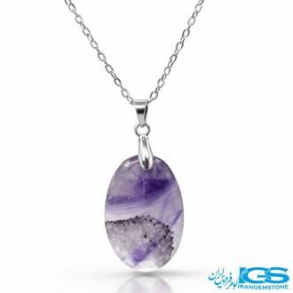 گردنبند سنگ آمیتیست با  استیل