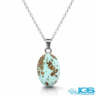 گردنبند فیروزه نیشابور اصل (با زنجیر استیل)