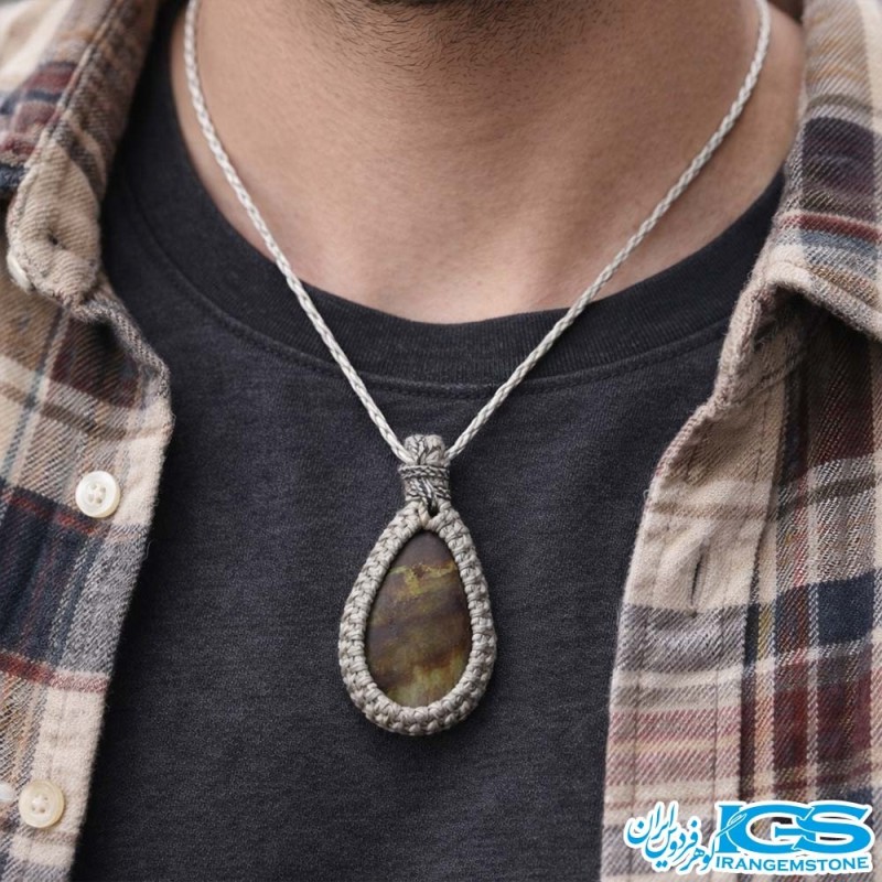 گردنبند لابرادوریت بافت مکرومه افزایش انرژی و شادابی