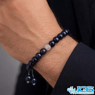 دستبند مکرومه بافی دلربا سرمه ای طرح سواراسکی| آرامش و زیبایی