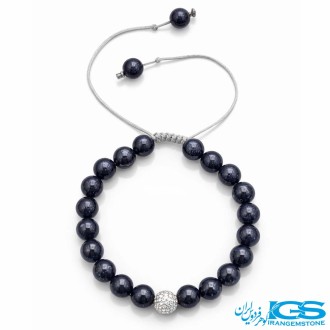 دستبند مکرومه بافی دلربا سرمه ای طرح سواراسکی| آرامش و زیبایی