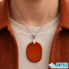 گردنبند جاسپر قرمز (بازنجیر استیل) تقویت انرژی و ارتقاء روحی
