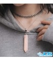 گردنبند رزکوارتز منشور با زنجیر استیل