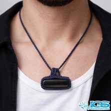 گردنبند چشم گربه سیاه بافت مکرومه