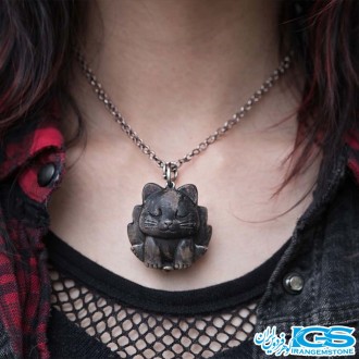 گردنبند چشم گربه سیاه بدون زنجیر