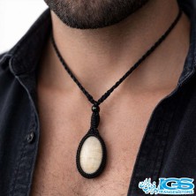 گردنبند کلسیت طلایی  مکرومه بافی