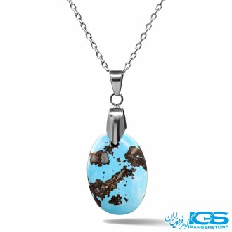 گردنبند فیروزه نیشابور اصل (با زنجیر استیل)