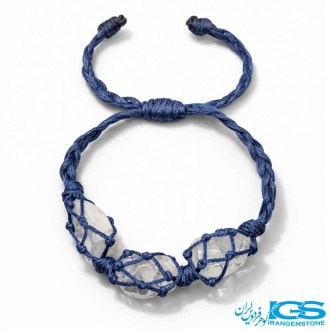 دستبند سنگ کریستال کوارتز مکرومه بافی