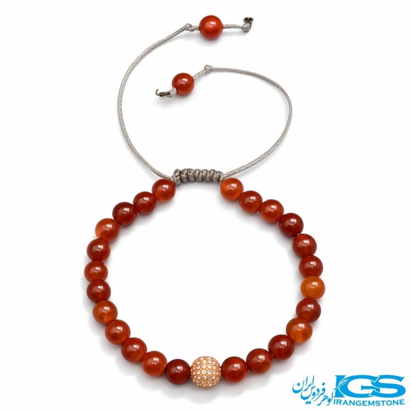 دستبند کارنلین طرح سوفاروسکی مکرومه بافی