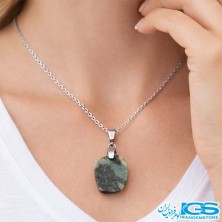گردنبند زمرد راف اصل هند (بازنجیر استیل)