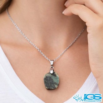 گردنبند زمرد راف اصل هند (بازنجیر استیل)