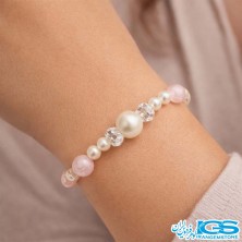 دستبند رزکوارتز اصل مکرومه بافی (عشق آرامش)