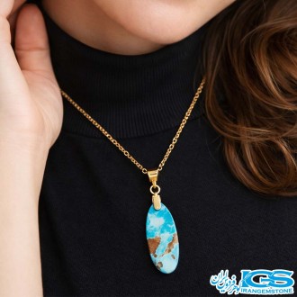 گردنبند فیروزه نیشابور اصل (با زنجیر استیل)