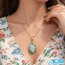 گردنبند فیروزه نیشابور اصل (بازنجیر استیل)