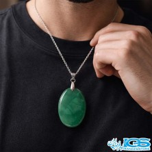 گردنبند عقیق سبز (بازنجیر استیل)