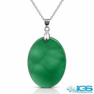 گردنبند عقیق سبز (بازنجیر استیل)